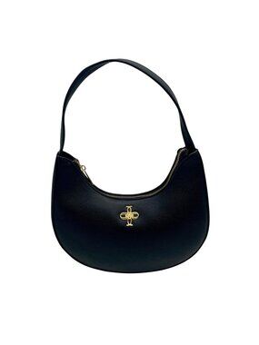 Like Dreams Black Vegan Leather Half Moon Shoulder Bag